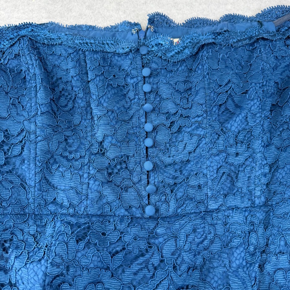 N Nicholas Blue Lace Octavia Cocktail Dress Off Shoulder Bell Sleeve S 8‎ - Picture 11 of 16